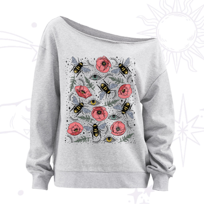 Purplehecate The Bee's Knees Off The Shoulder Sweatshirt