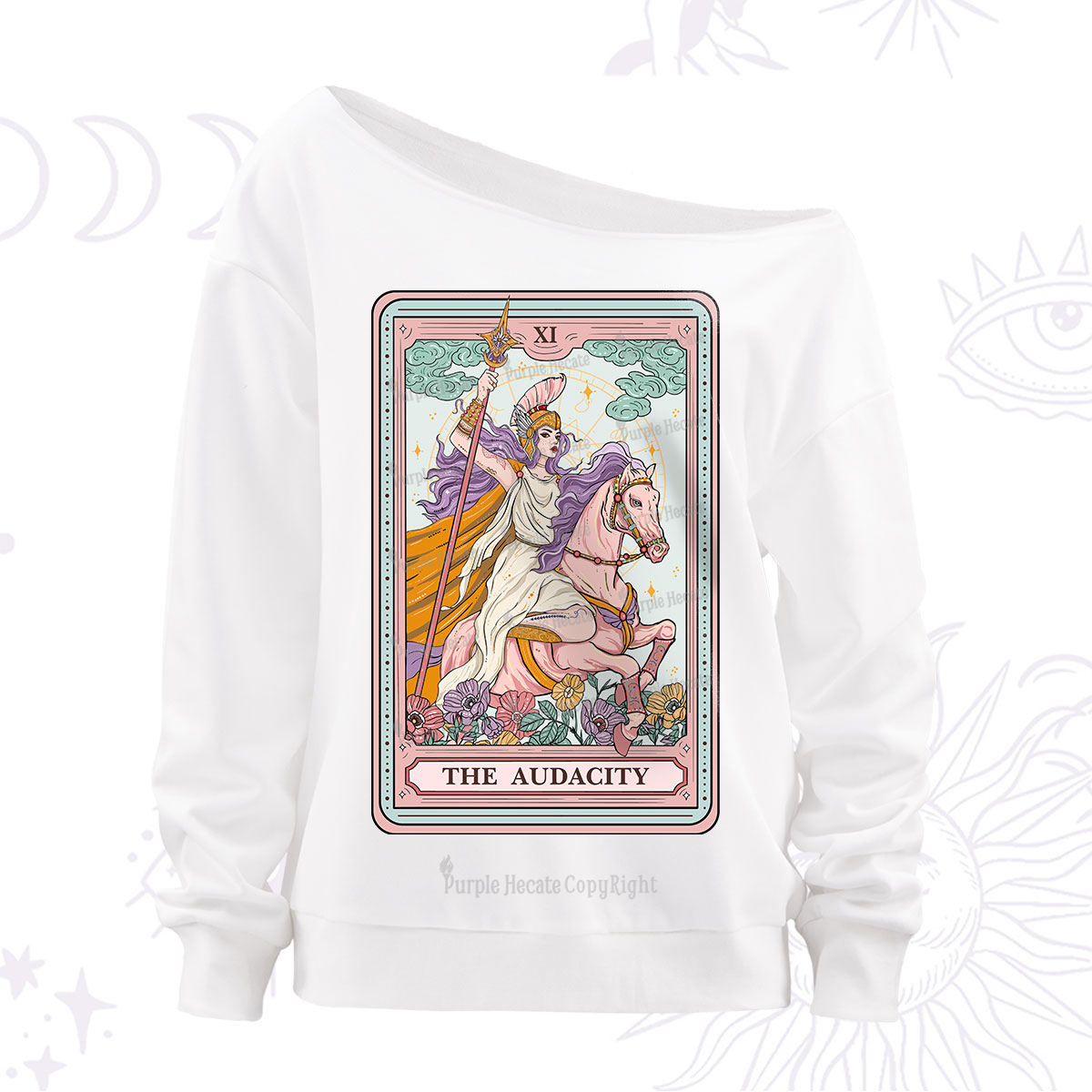 Purplehecate The Audacity Tarot Card Off The Shoulder Sweatshirt