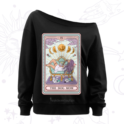 Purplehecate The Dog Mom Tarot Off The Shoulder Sweatshirt