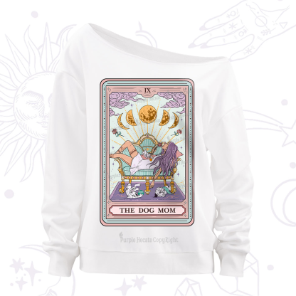 Purplehecate The Dog Mom Tarot Off The Shoulder Sweatshirt