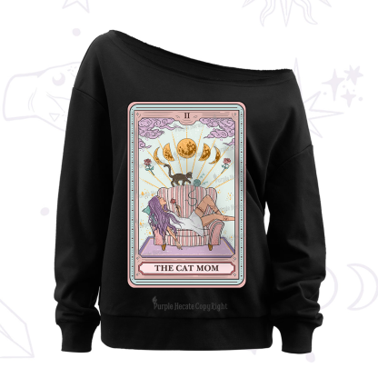 Purplehecate The Cat Mom Tarot Off The Shoulder Sweatshirt