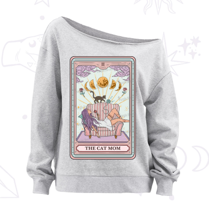 Purplehecate The Cat Mom Tarot Off The Shoulder Sweatshirt