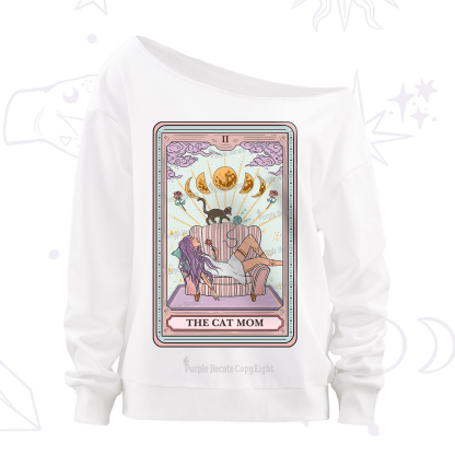 Purplehecate The Cat Mom Tarot Off The Shoulder Sweatshirt