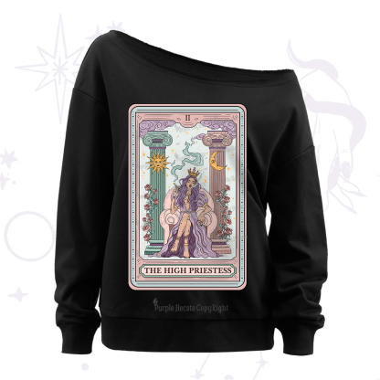 Purplehecate The High Priestess Tarot Card Off The Shoulder Sweatshirt