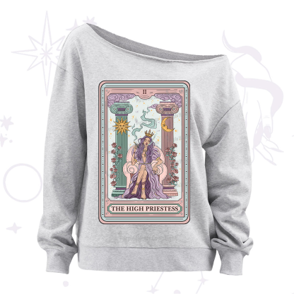 Purplehecate The High Priestess Tarot Card Off The Shoulder Sweatshirt
