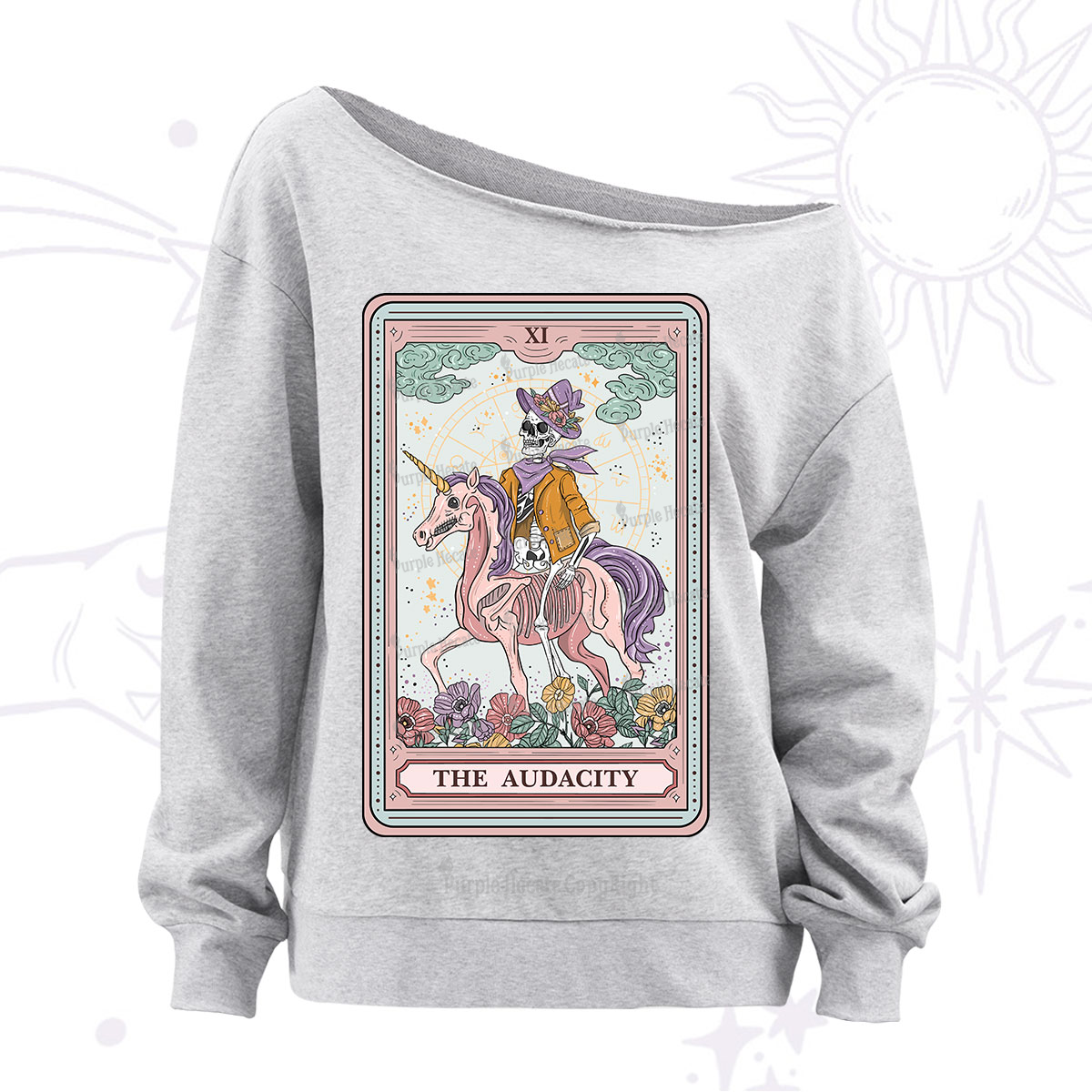 Purplehecate The Audacity Tarot Card Off The Shoulder Sweatshirt