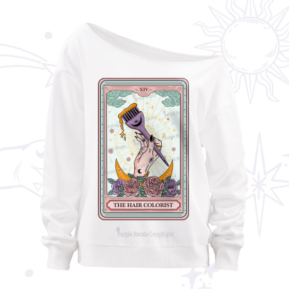 Purplehecate The Hair Colorist Tarot Off The Shoulder Sweatshirt