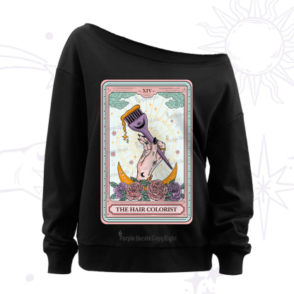 Purplehecate The Hair Colorist Tarot Off The Shoulder Sweatshirt
