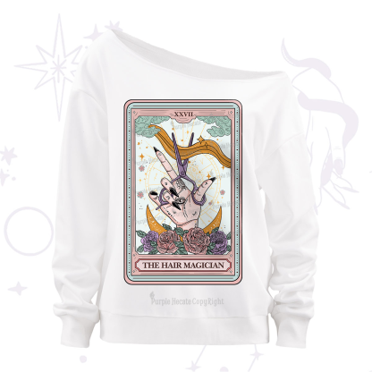 Purplehecate The Hair Magician Tarot Off The Shoulder Sweatshirt