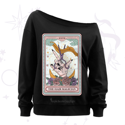 Purplehecate The Hair Magician Tarot Off The Shoulder Sweatshirt