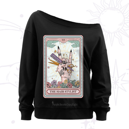 Purplehecate The Hair Stylist Tarot Off The Shoulder Sweatshirt