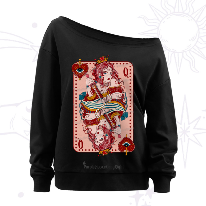 Purplehecate Queen of Hearts Off The Shoulder Sweatshirt