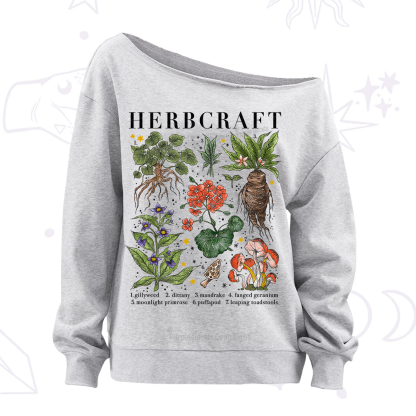 Purplehecate Magical Herbcraft Off The Shoulder Sweatshirt