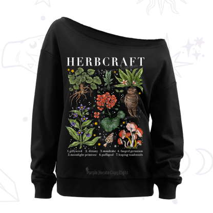 Purplehecate Magical Herbcraft Off The Shoulder Sweatshirt