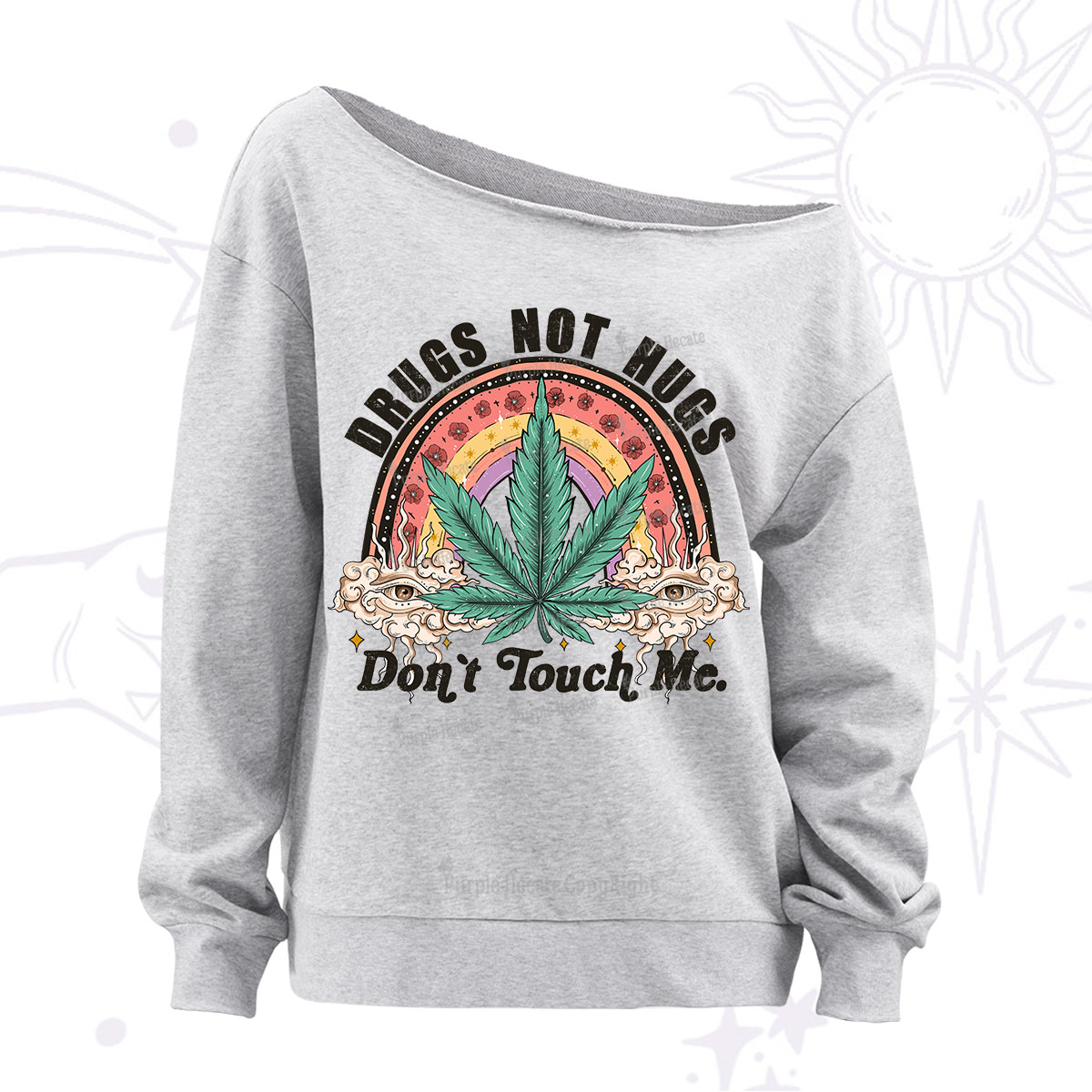 Purplehecate Drugs Not Hugs Off The Shoulder Sweatshirt