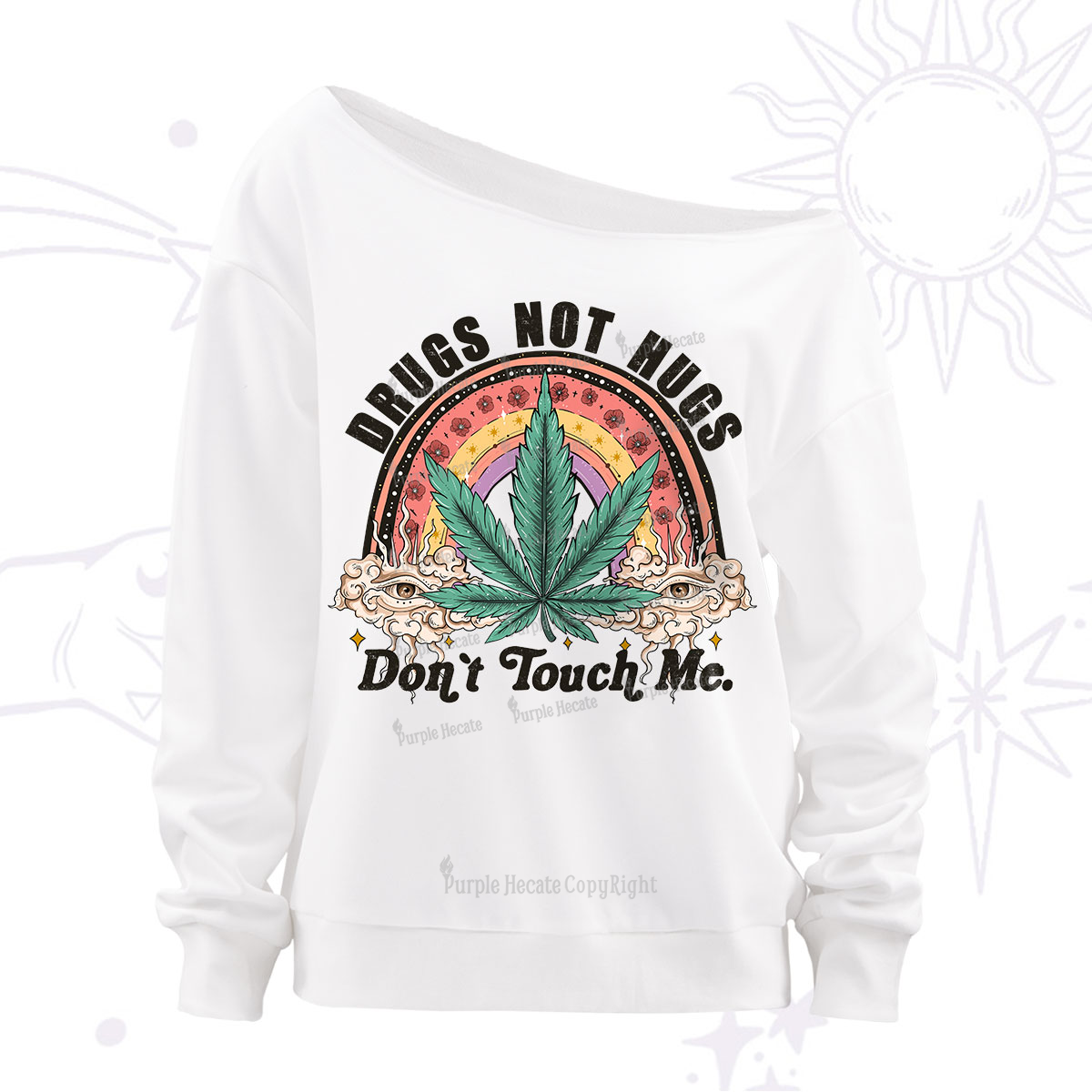 Purplehecate Drugs Not Hugs Off The Shoulder Sweatshirt