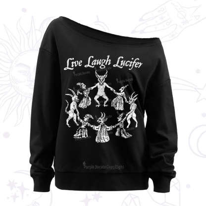 Purplehecate Live Laugh Lucifer Off The Shoulder Sweatshirt