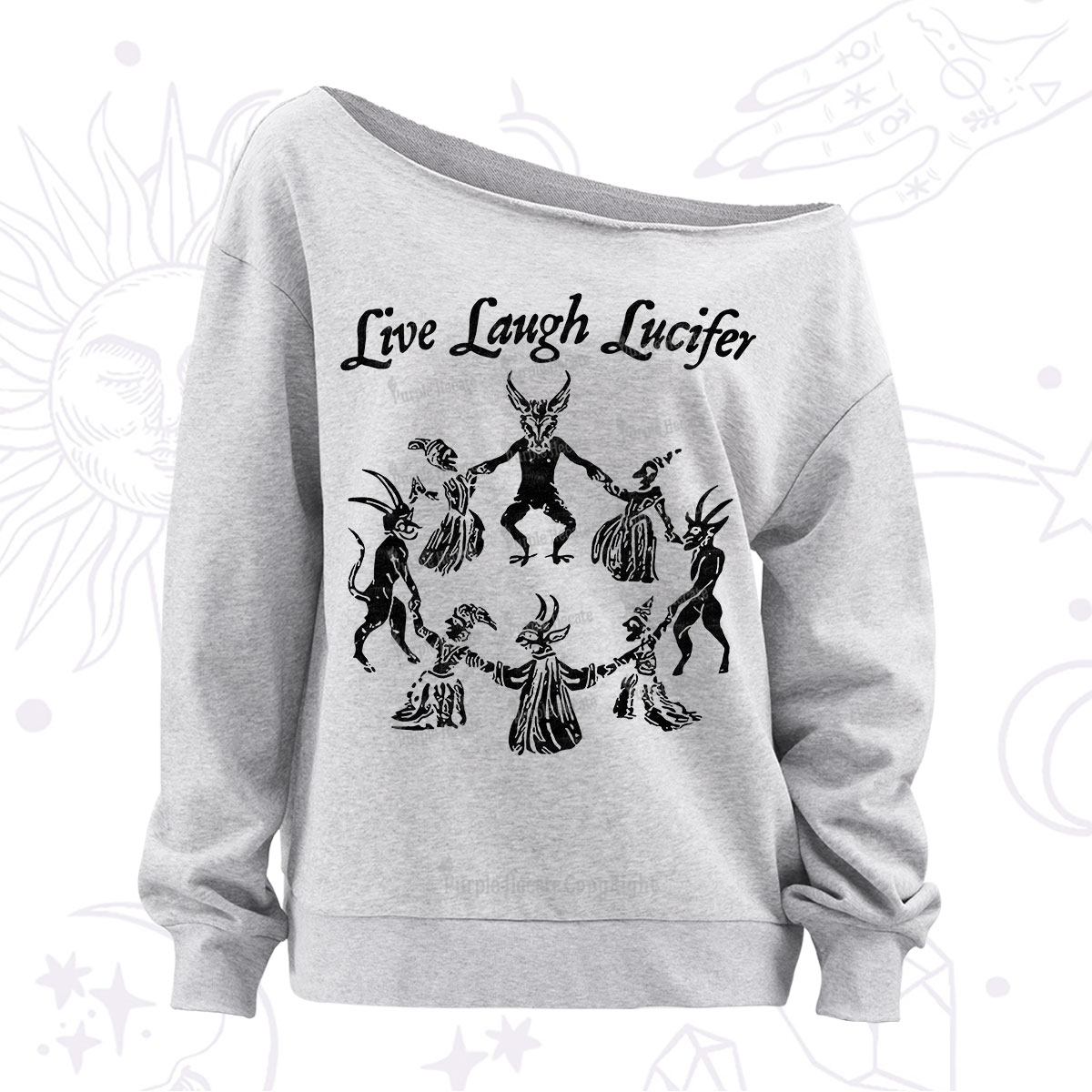 Purplehecate Live Laugh Lucifer Off The Shoulder Sweatshirt