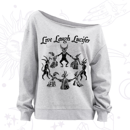 Purplehecate Live Laugh Lucifer Off The Shoulder Sweatshirt