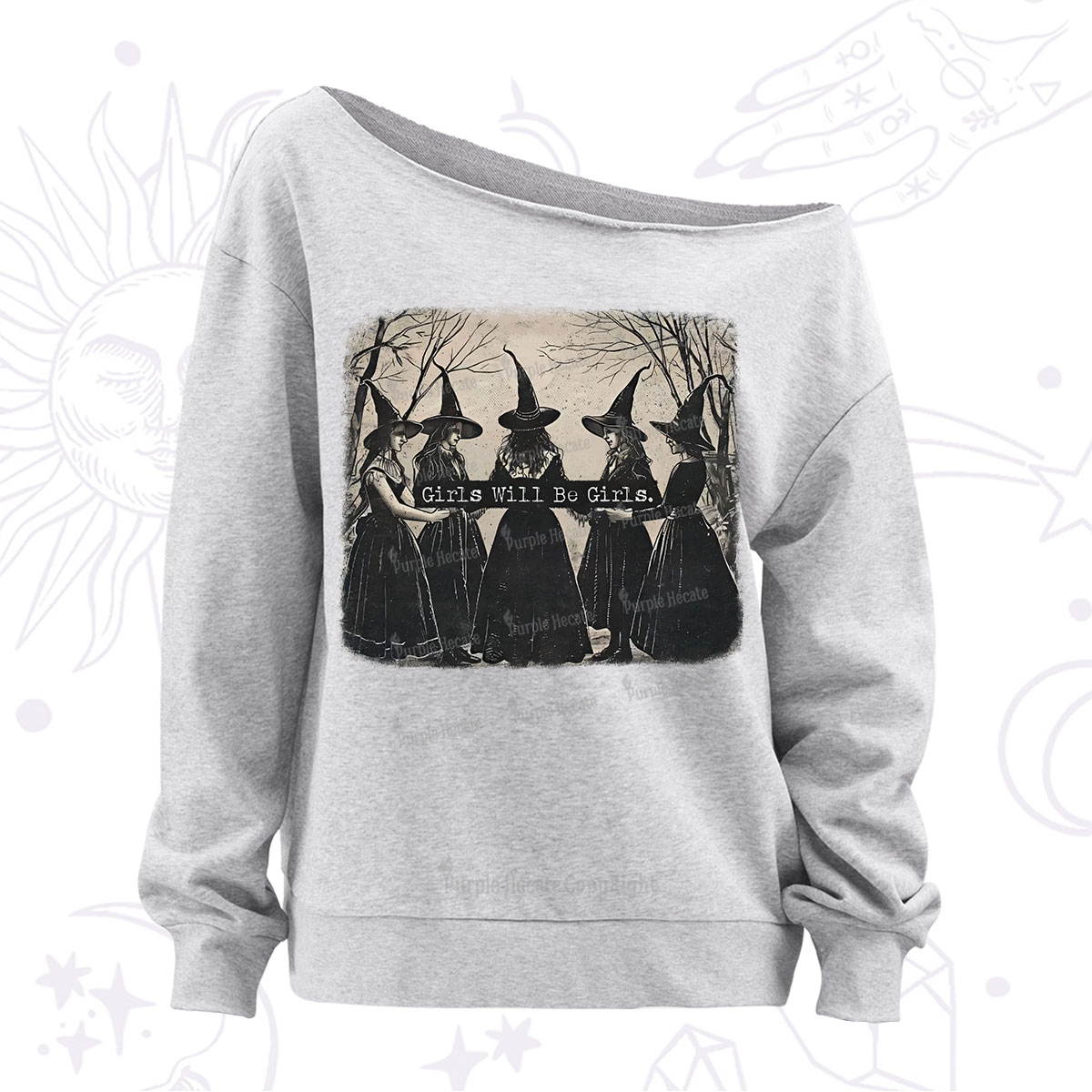 Purplehecate Girls Will Be Girls Witch Off The Shoulder Sweatshirt
