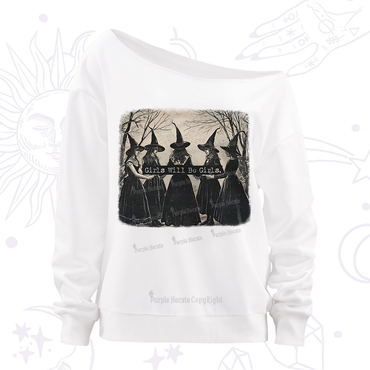 Purplehecate Girls Will Be Girls Witch Off The Shoulder Sweatshirt