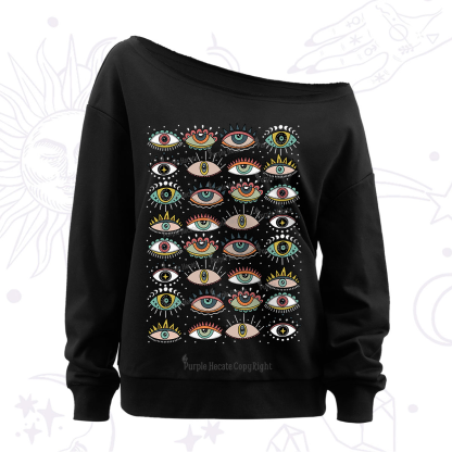 Purplehecate Evil Eye Pattern Off The Shoulder Sweatshirt