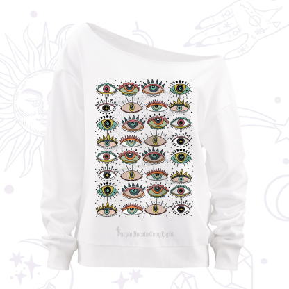 Purplehecate Evil Eye Pattern Off The Shoulder Sweatshirt