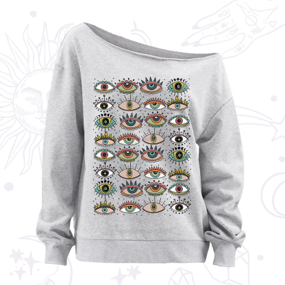Purplehecate Evil Eye Pattern Off The Shoulder Sweatshirt