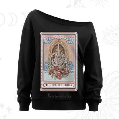 Purplehecate The Zero Of Fucks Tarot Off The Shoulder Sweatshirt