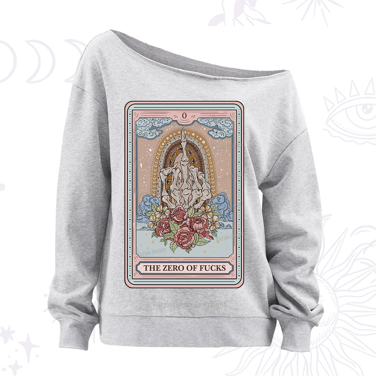 Purplehecate The Zero Of Fucks Tarot Off The Shoulder Sweatshirt