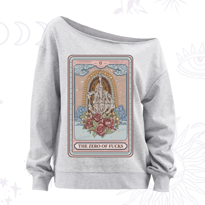 Purplehecate The Zero Of Fucks Tarot Off The Shoulder Sweatshirt