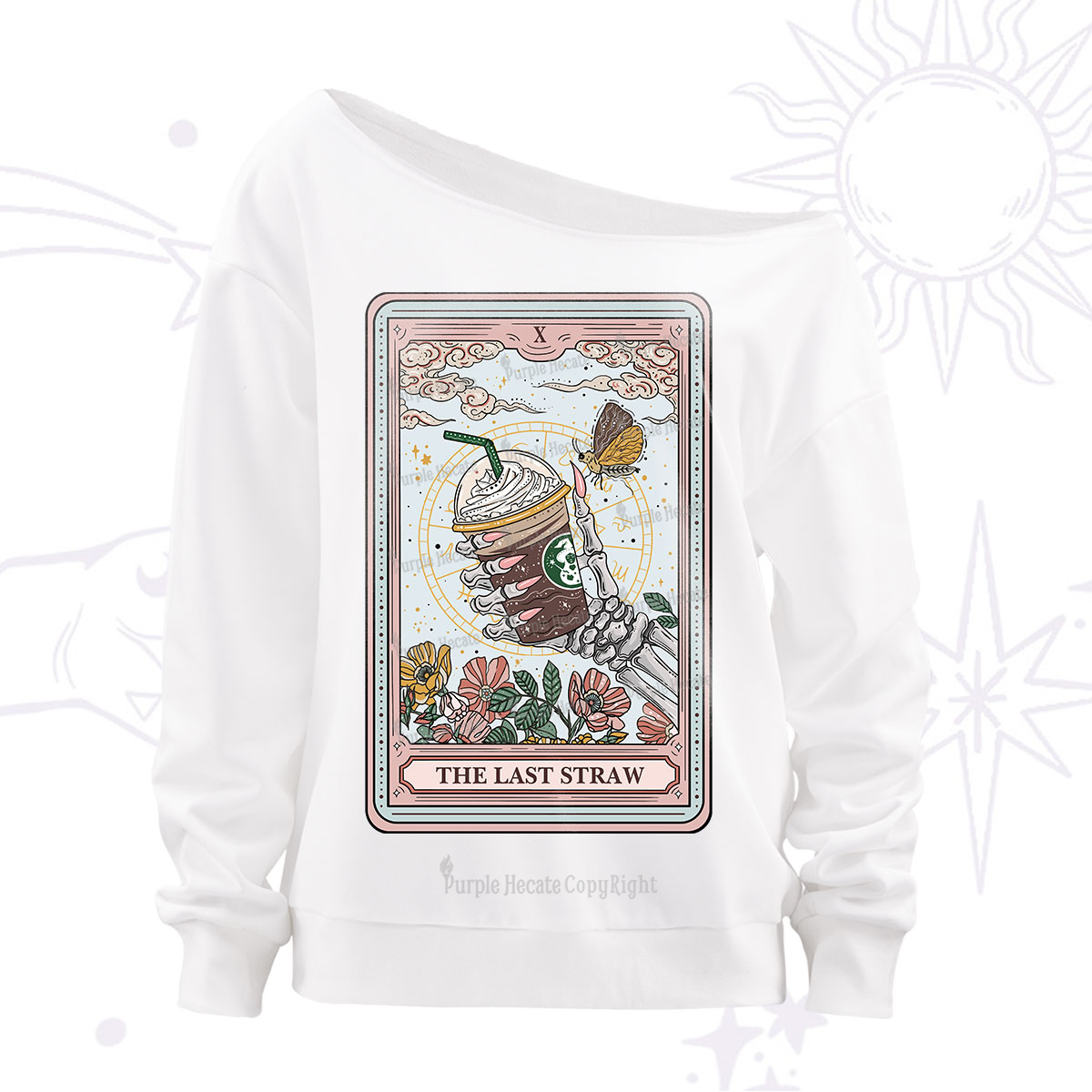 Purplehecate The Last Straw Tarot Off The Shoulder Sweatshirt
