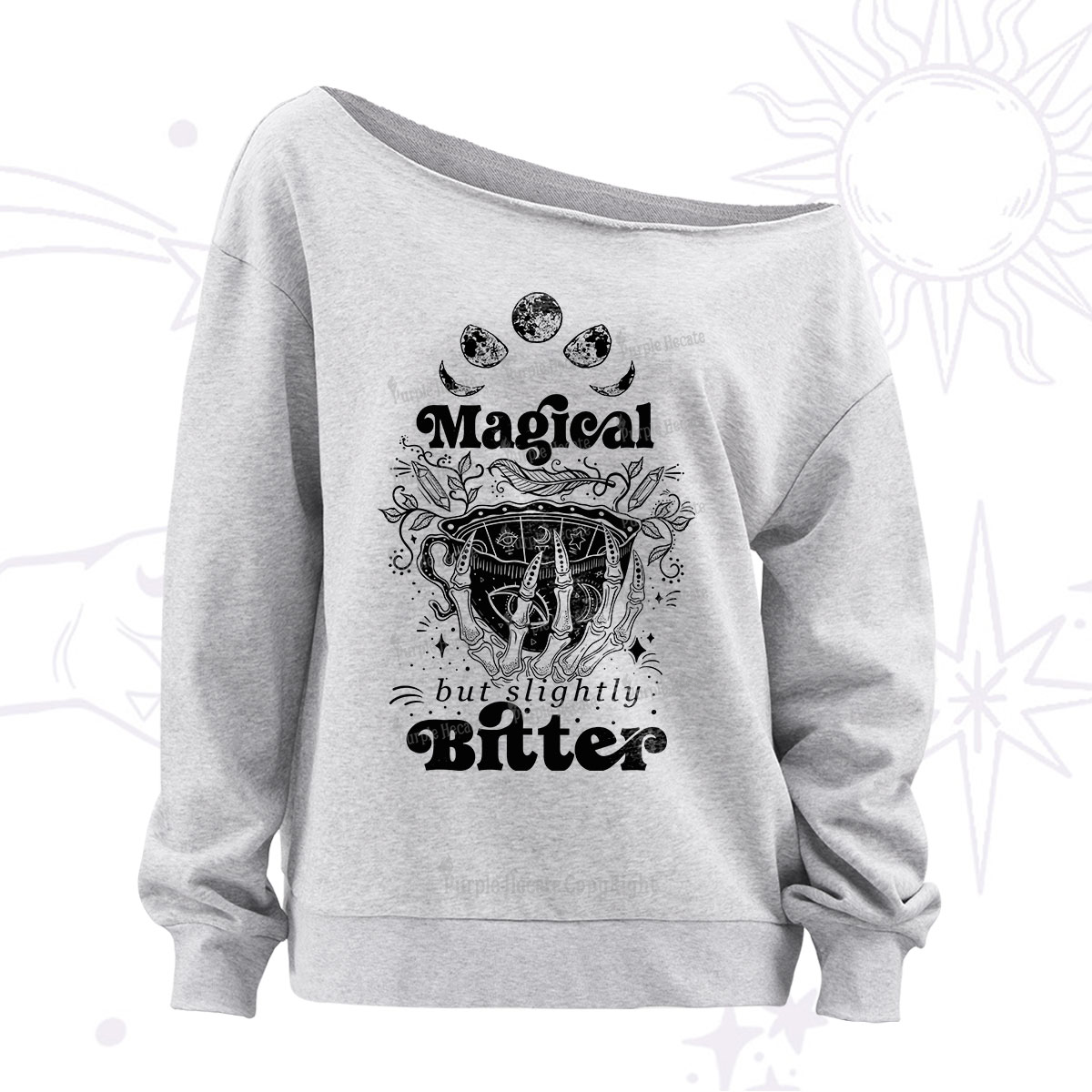 Purplehecate Magical But Slightly Bitter Off The Shoulder Sweatshirt