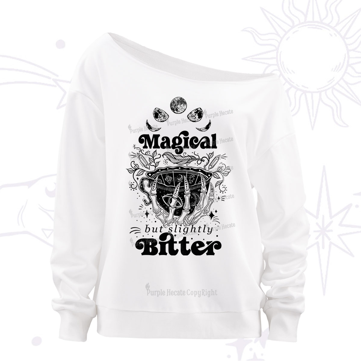 Purplehecate Magical But Slightly Bitter Off The Shoulder Sweatshirt