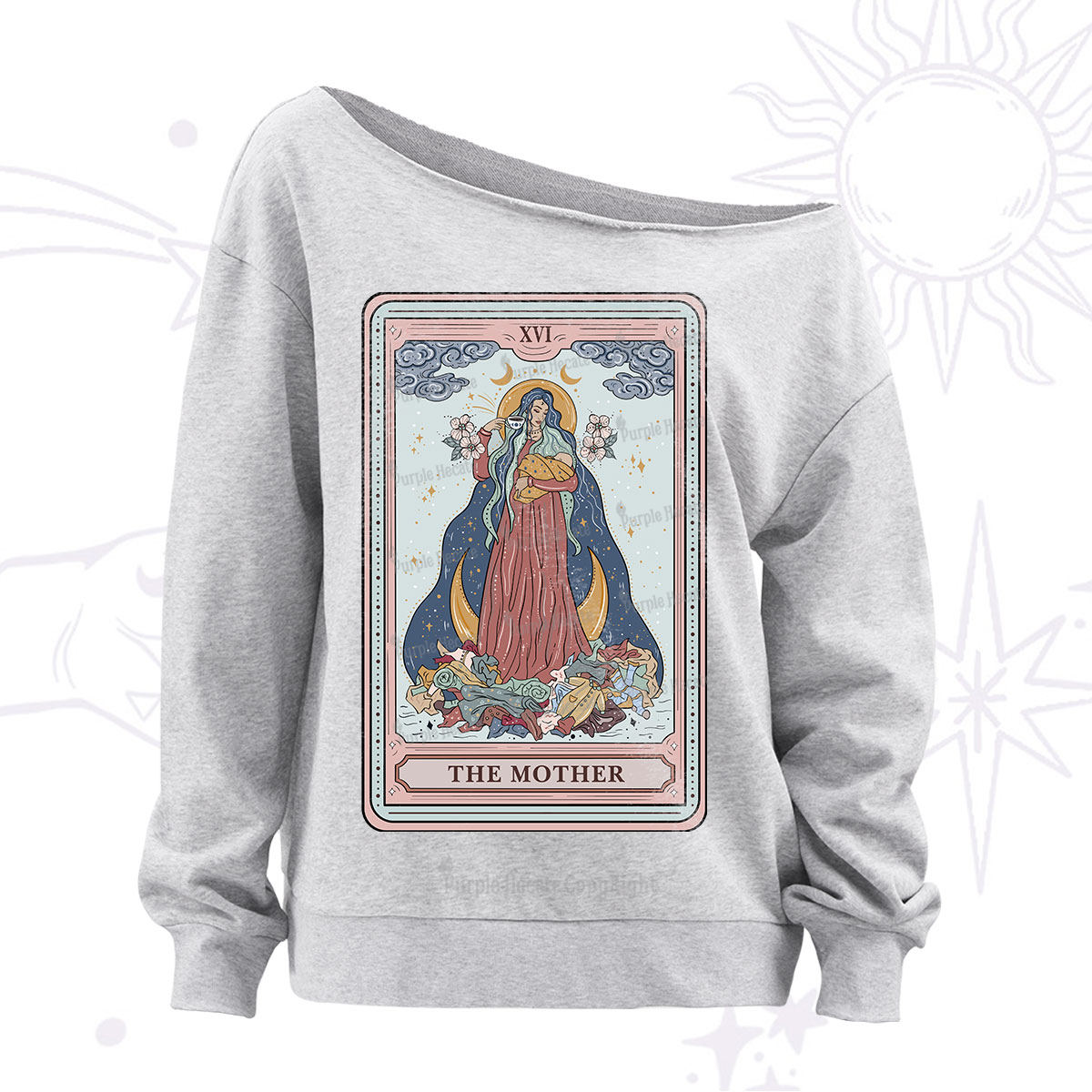 Purplehecate The Mother Tarot Off The Shoulder Sweatshirt