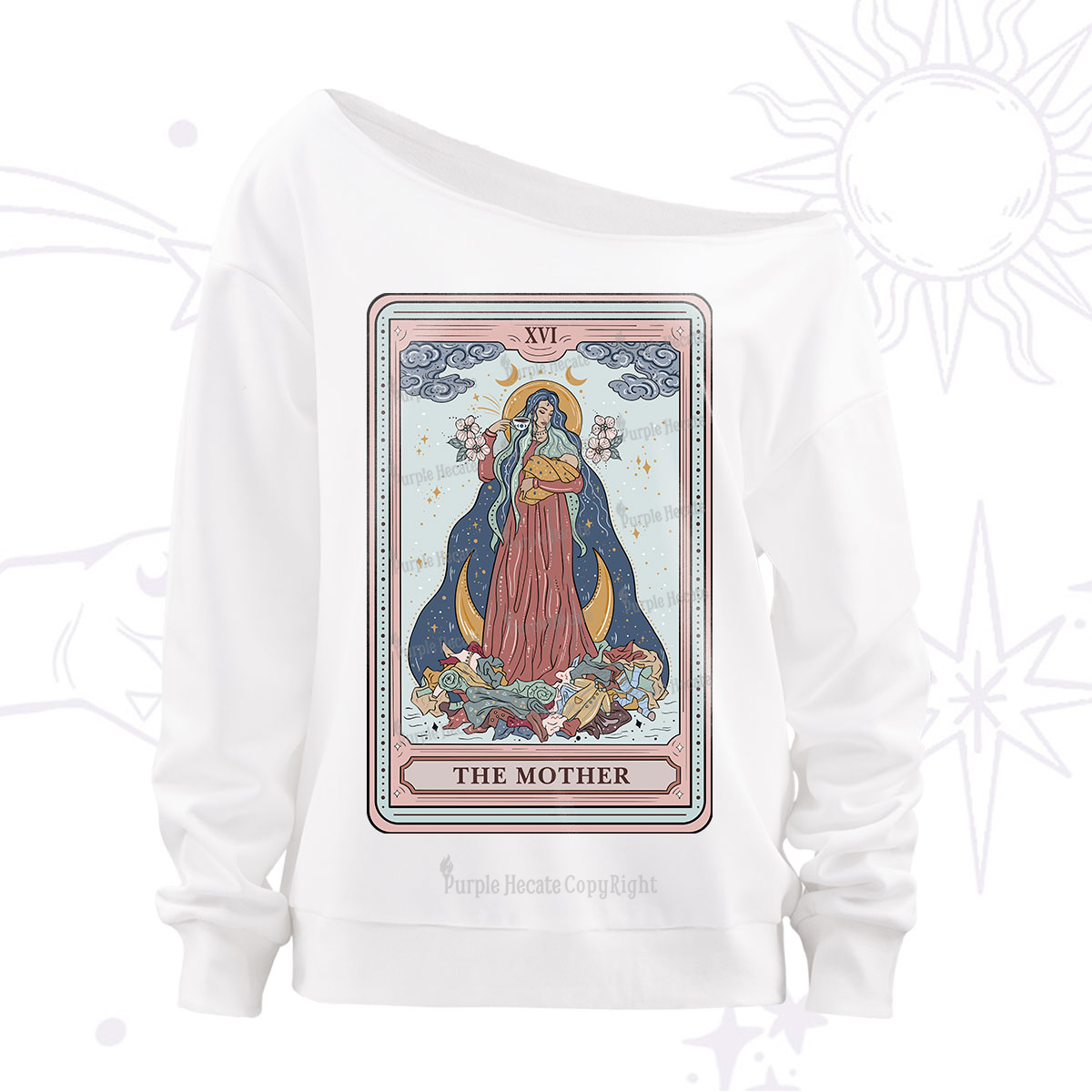 Purplehecate The Mother Tarot Off The Shoulder Sweatshirt