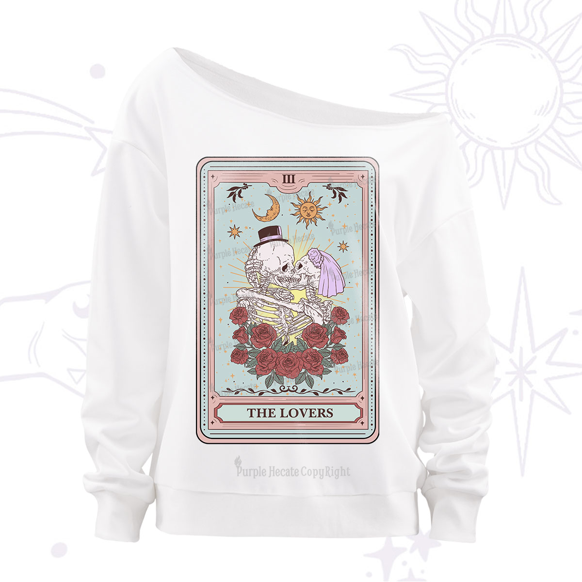 Purplehecate The Lovers Tarot Off The Shoulder Sweatshirt
