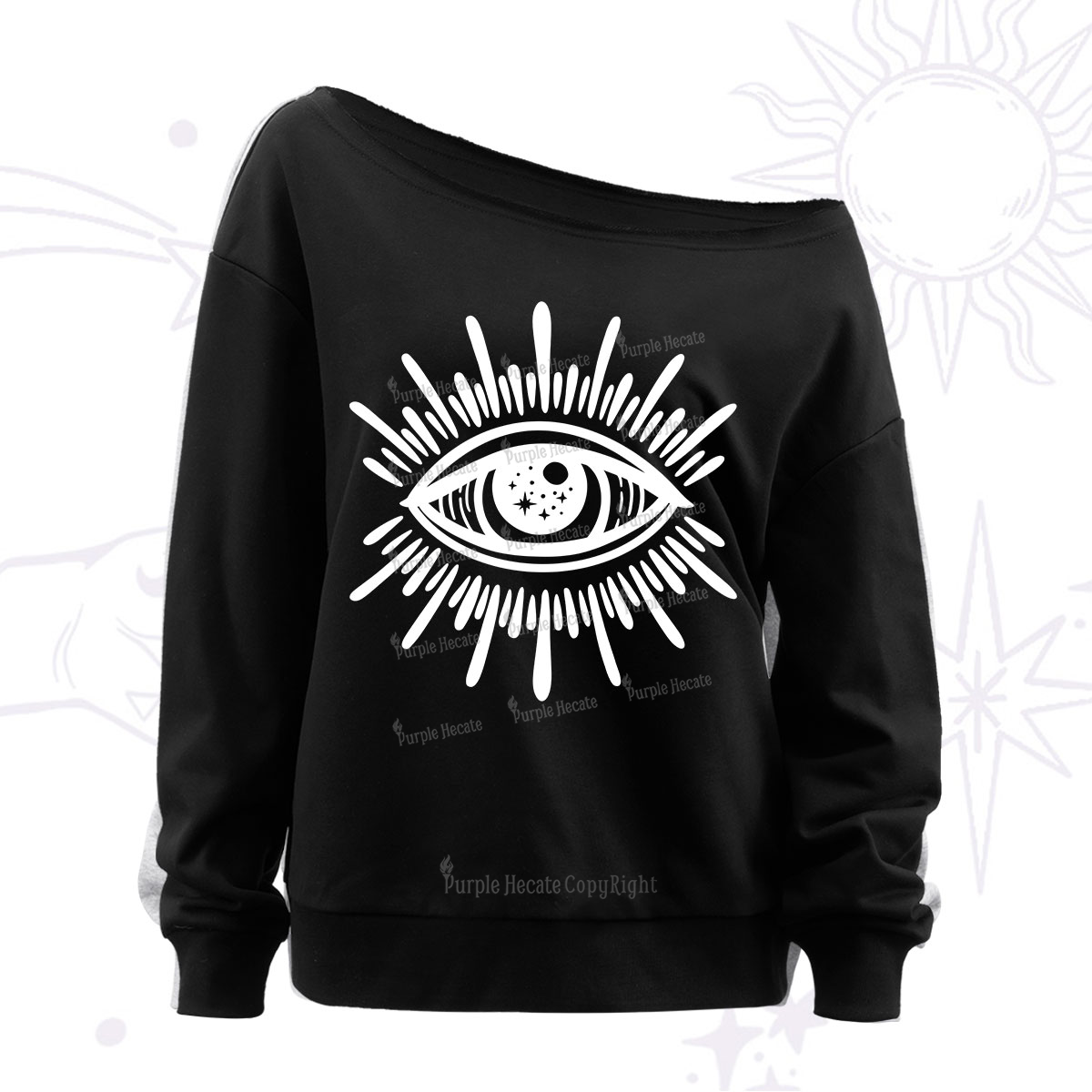 Purplehecate Evil Eye Off The Shoulder Sweatshirt