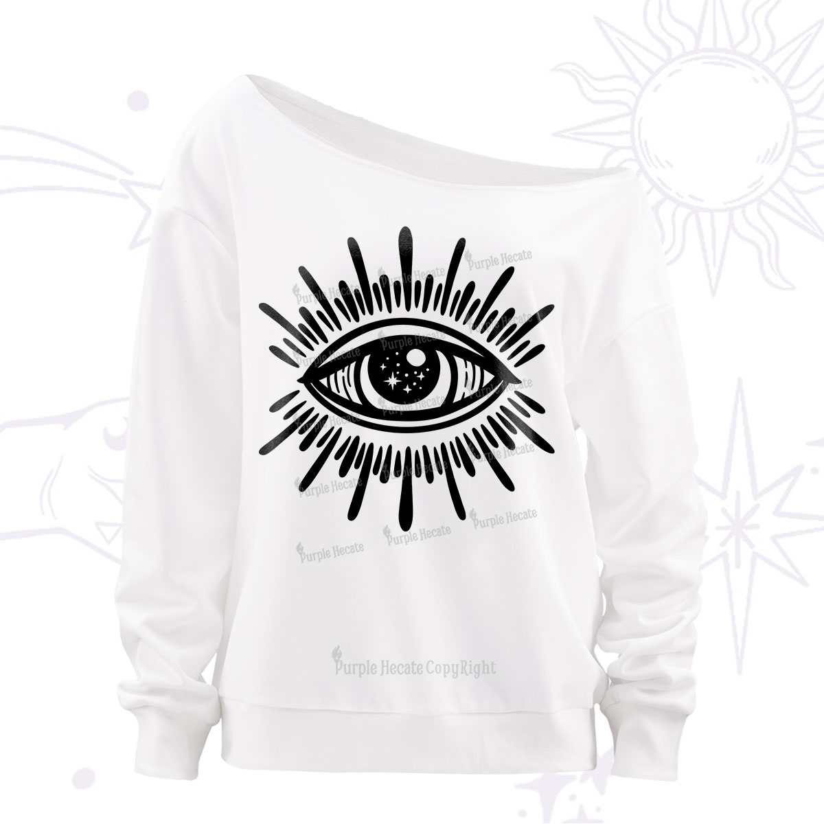 Purplehecate Evil Eye Off The Shoulder Sweatshirt