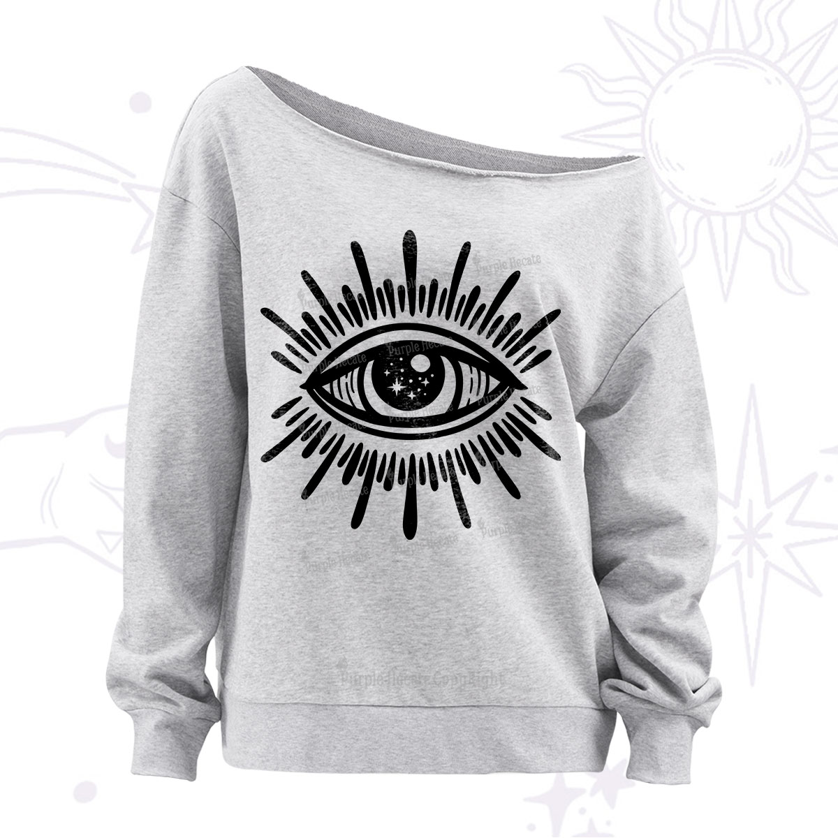 Purplehecate Evil Eye Off The Shoulder Sweatshirt