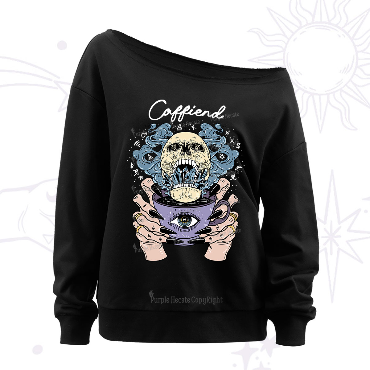 Purplehecate Caffiend Off The Shoulder Sweatshirt