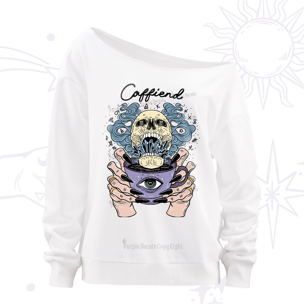 Purplehecate Caffiend Off The Shoulder Sweatshirt