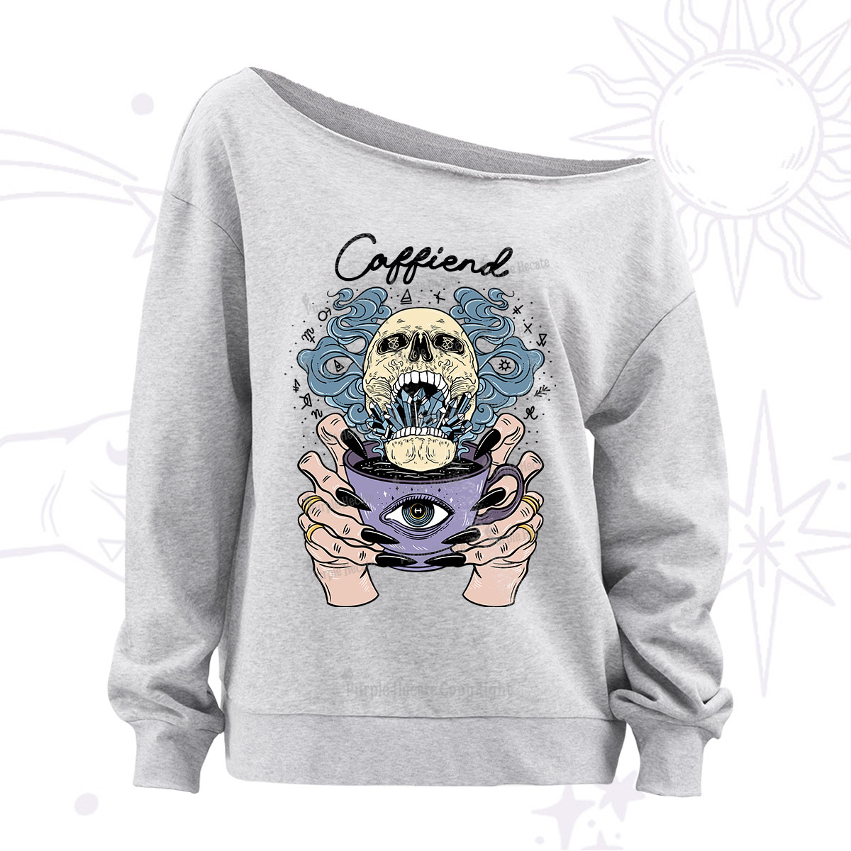 Purplehecate Caffiend Off The Shoulder Sweatshirt