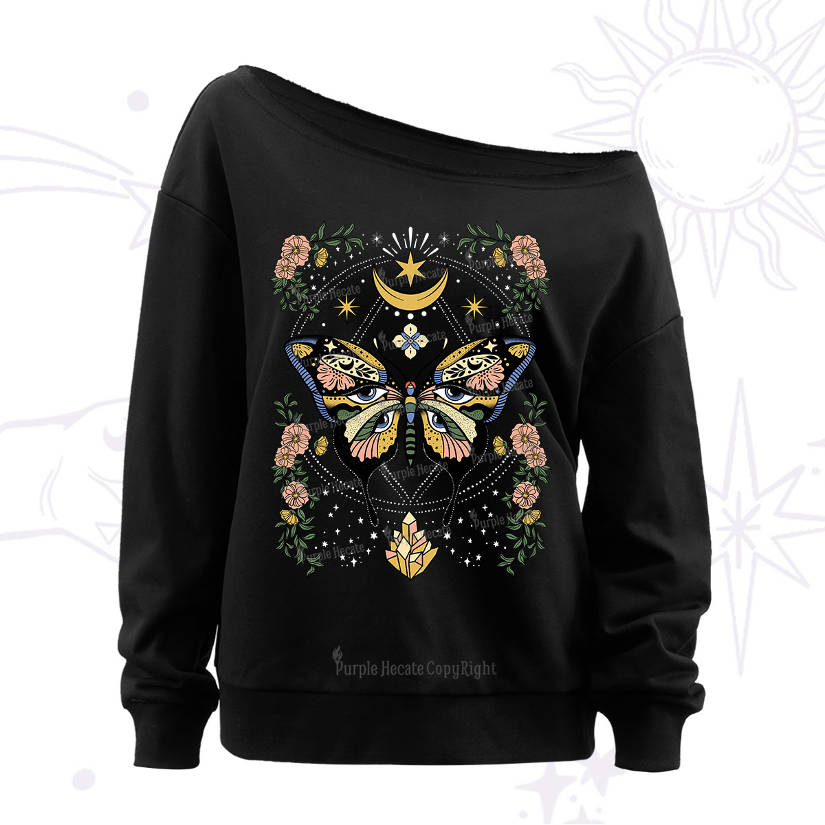 Purplehecate I Am Opening Off The Shoulder Sweatshirt