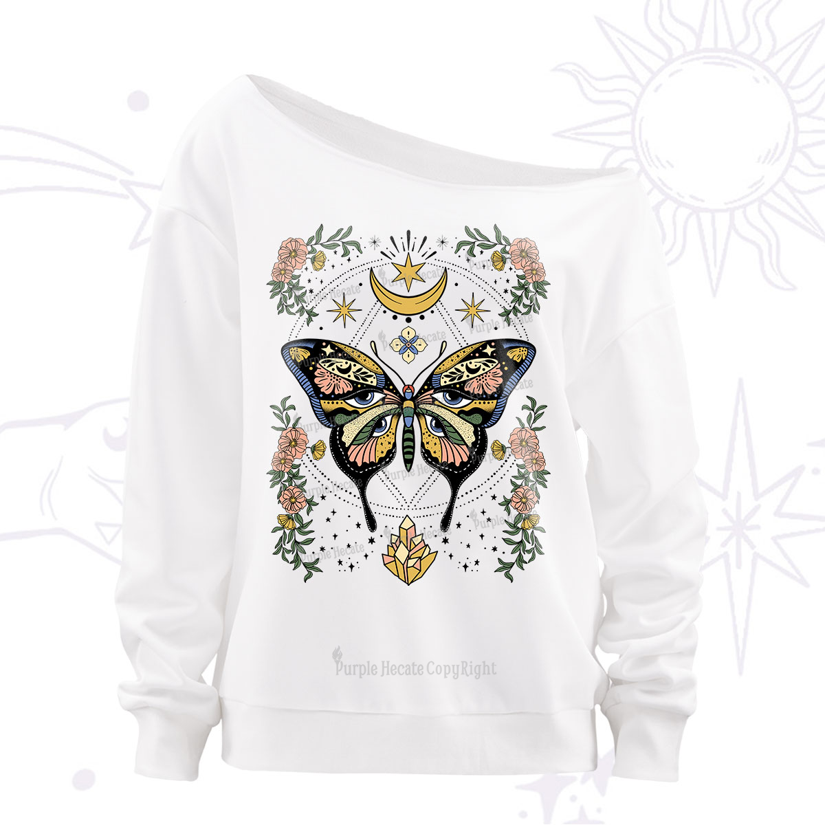 Purplehecate I Am Opening Off The Shoulder Sweatshirt