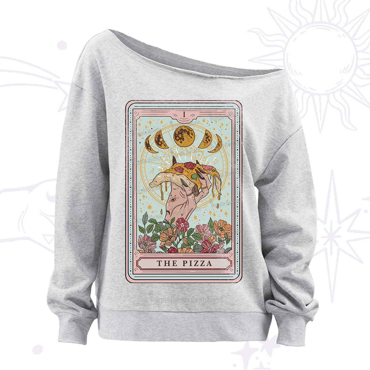 Purplehecate The Pizza Tarot Off The Shoulder Sweatshirt
