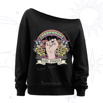 Purplehecate Girl Power Off The Shoulder Sweatshirt
