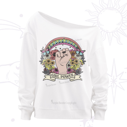 Purplehecate Girl Power Off The Shoulder Sweatshirt