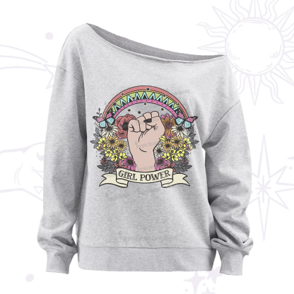 Purplehecate Girl Power Off The Shoulder Sweatshirt