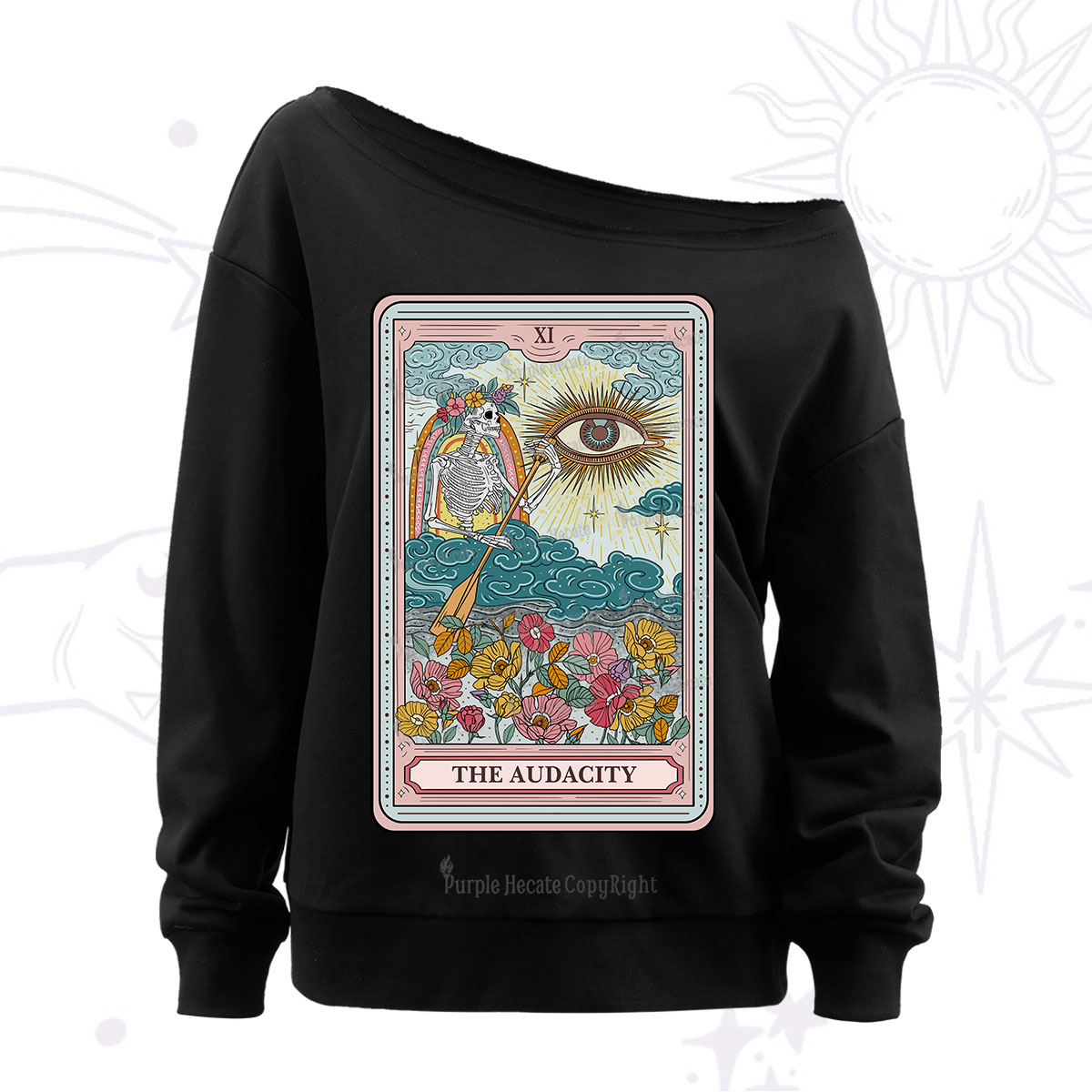 Purplehecate The Audacity Tarot Off The Shoulder Sweatshirt